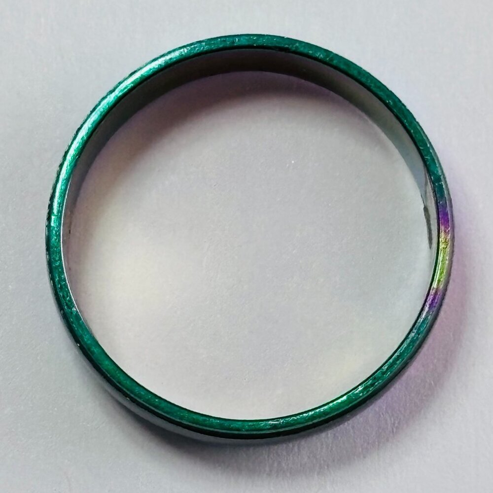 Rainbow Titanium Band Ring Oil Slick Multicolor Unisex - Picture 5 of 9